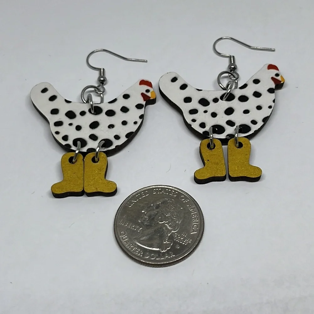 Earrings Chicken gift for animal lovers‎